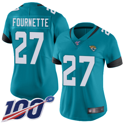 Nike Jacksonville Jaguars #27 Leonard Fournette Teal Green Alternate Women Stitched NFL 100th Season Vapor Limited Jersey->women nfl jersey->Women Jersey